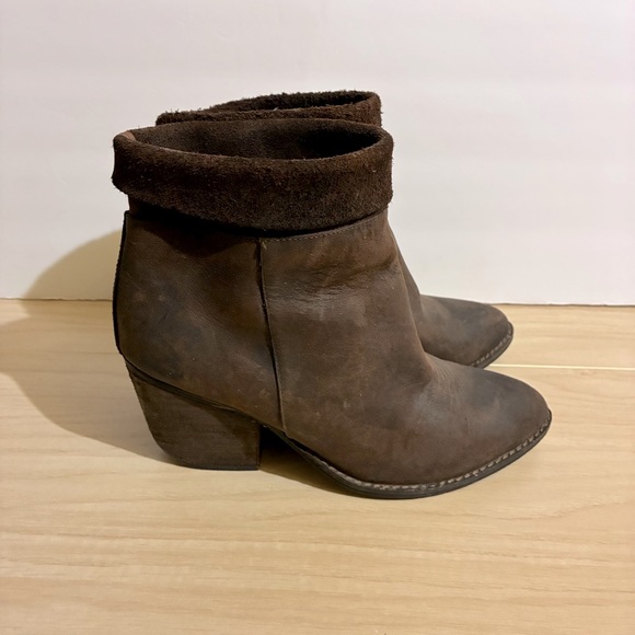 Jeffrey Campbell Ibiza Brown Ankle Leather Boots Chunky Heel